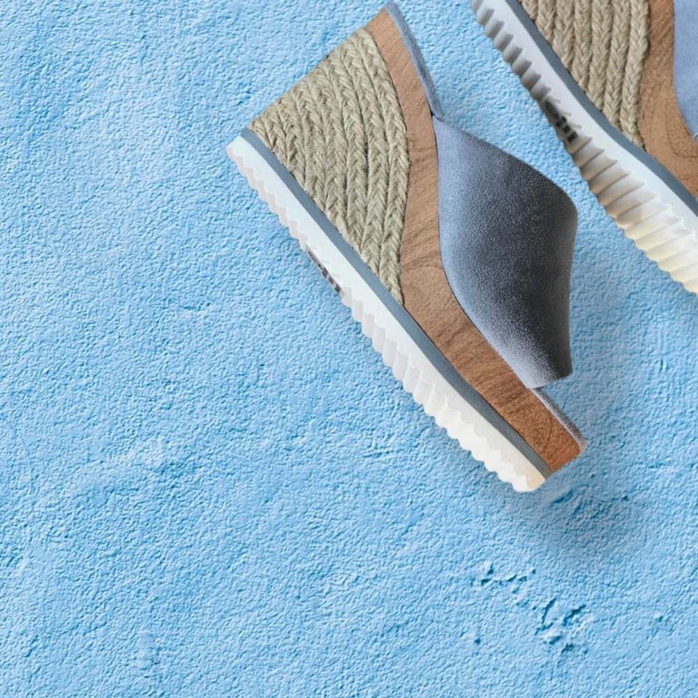 Soda Blue Grown White Platform Espadrille Wedge - Picture 8 of 9